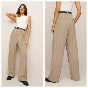 Reformation Mason Pant Trouser in Khaki Sz 2P